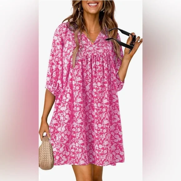 knee length dresses for ladies Boho Mini Dress – Boho White Dres –“Whisper Light” Batwing Sleeve Mini  Sundress with Buttons main image 1